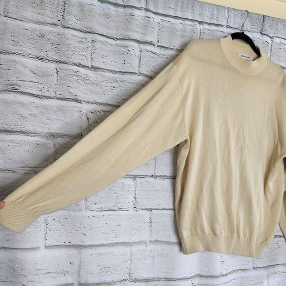 PRONTO UOMO Jumper Men's Medium Silk Blend Knitted Crew Neck Pullover Beige - Picture 4 of 11